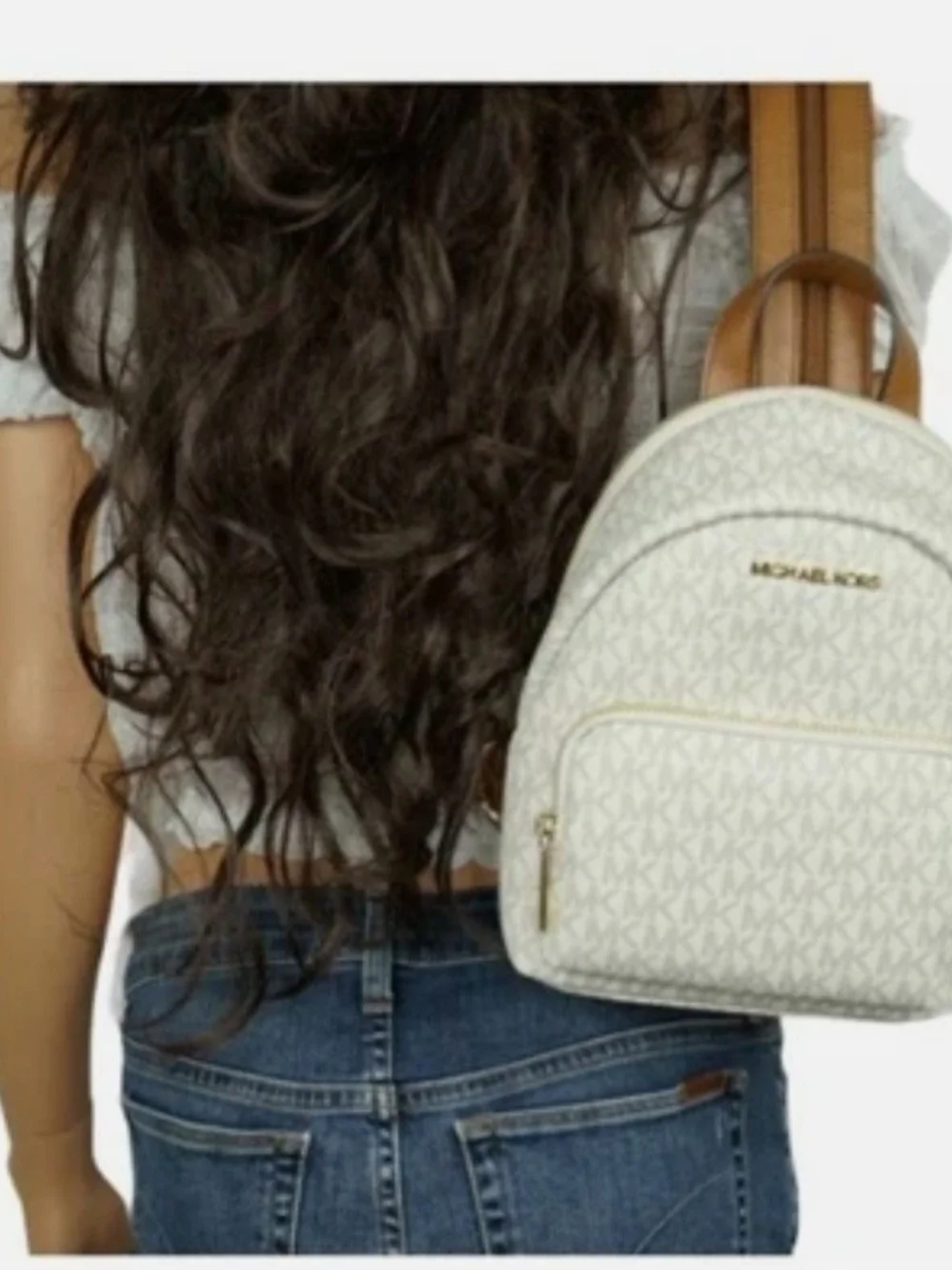 Michael Kors Small Monogram Logo Backpack in Charcoal Black